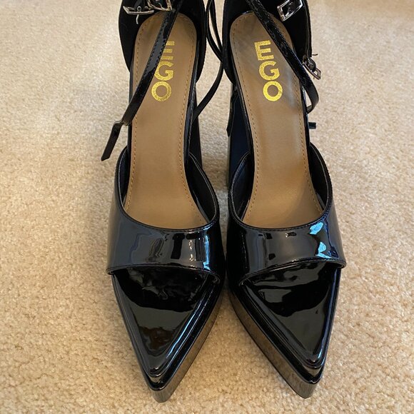 EGO, Size 9 Marshall Double Strap Pointed Toe Black Pumps - Picture 1 of 4
